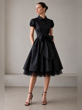 BCBG SILK SHIRT DRESS WITH BOW-BNWT
